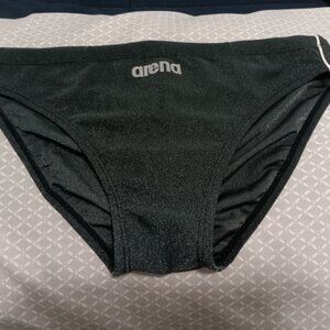 NWOT VINTAGE ARENA SWIM BRIEF, BLACK SPARKLE, SIZE XL, (Asian 100 cm)